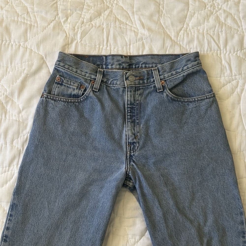 Levi's 550 Jeans Women's 9 JR M Blue Denim Relaxed Fit Tapered Hemmed Y2K 2000 - Picture 10 of 11